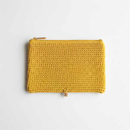 Small yellow crochet pouch