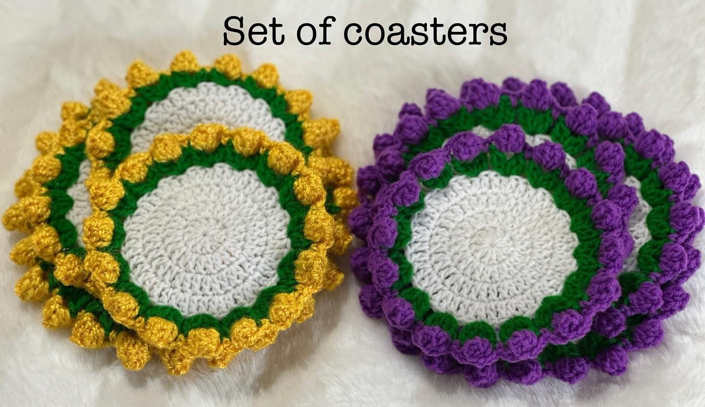 Set of handcrafted crochet coasters  — image 1