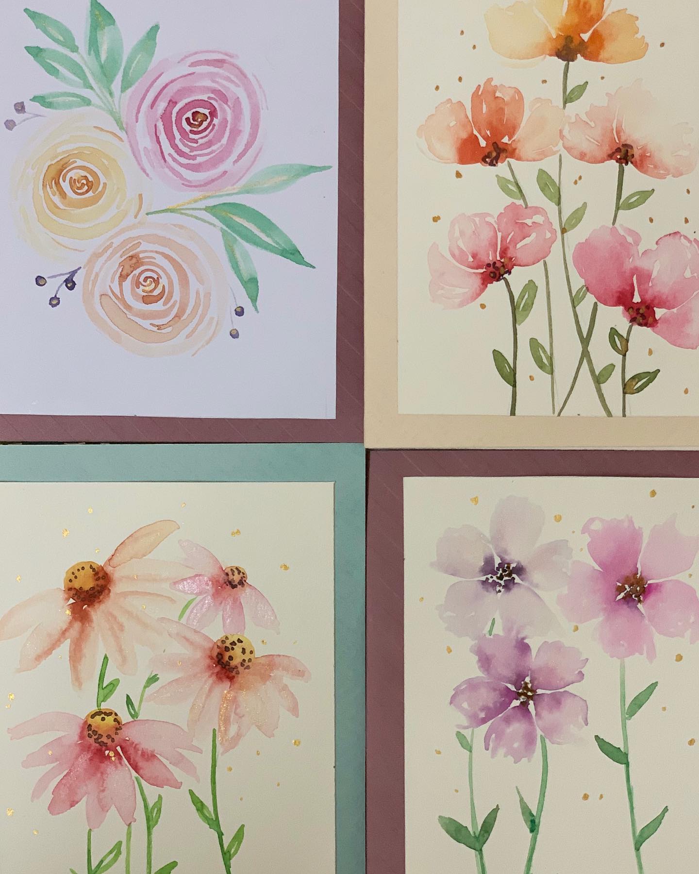 Examples of the watercolour flowers 🌸😊